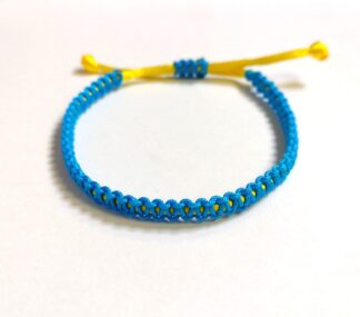 pulsera azul-amarilla nudo plano